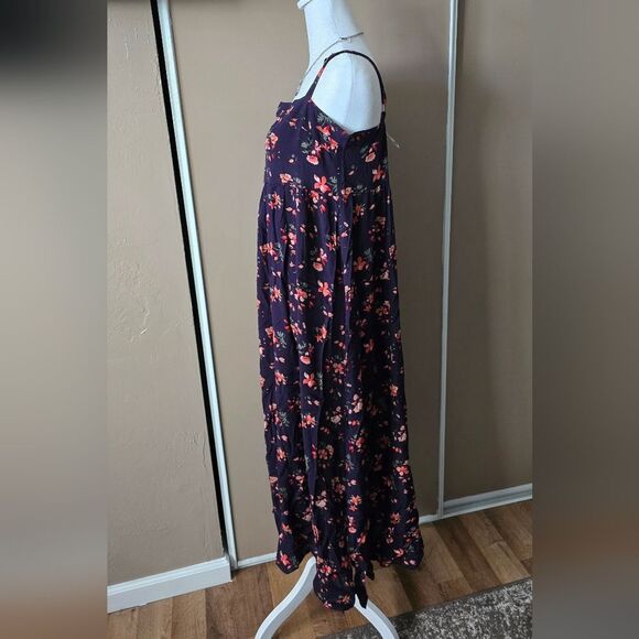 Natural Life Blue Floral Side Slit Maxi Dress - Picture 3 of 5